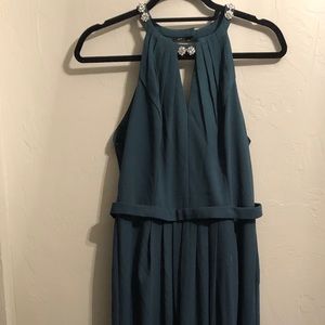Crepe Halter Bridesmaid Dress Beaded Juniper